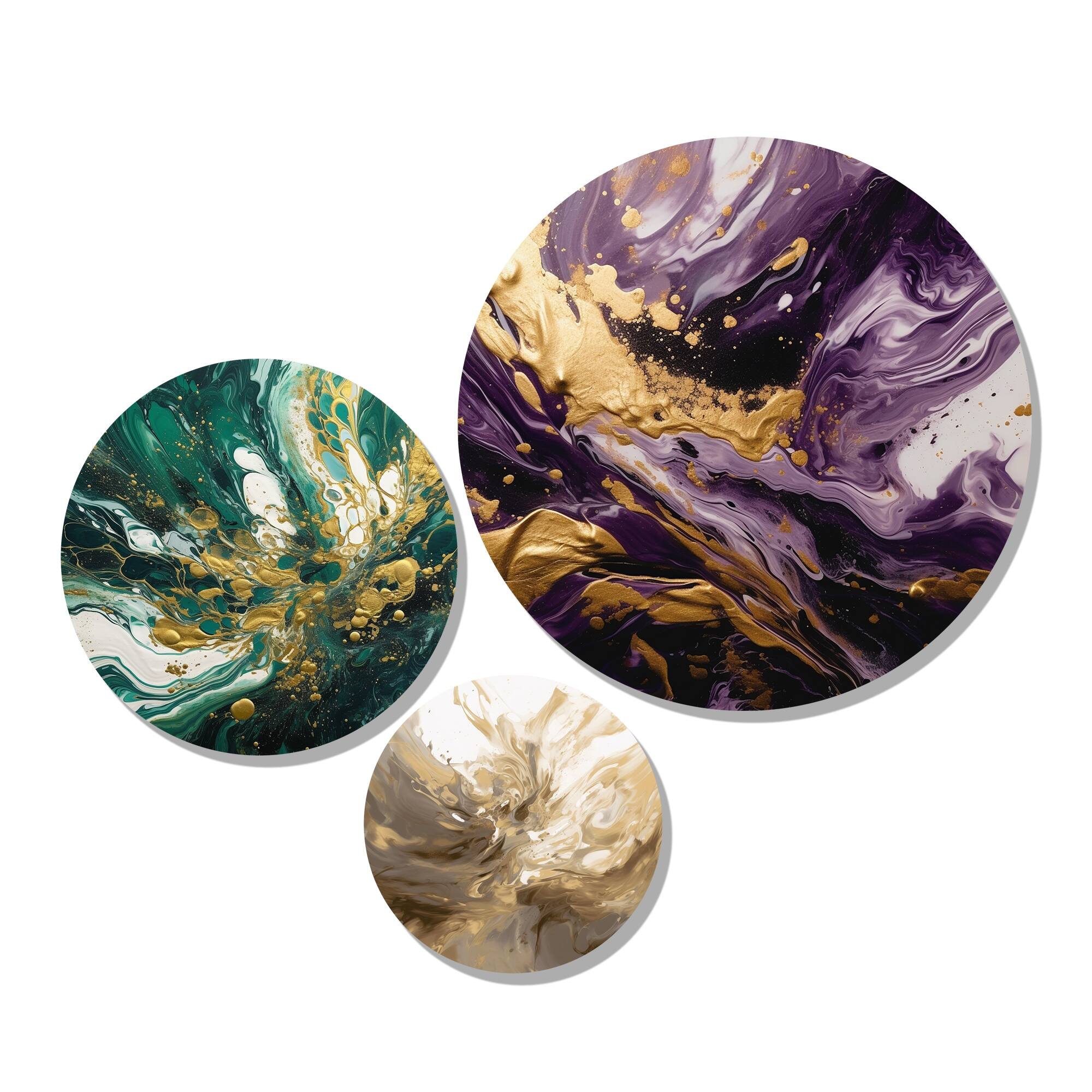 Designart "Green Purple and Gold Serene Cascade I" Abstract Metal Wall